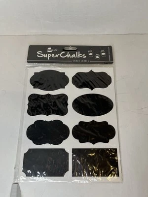 Super Chalks Stickers CHALK FRAME LABELS Chalkboard Surface 48 Pieces NIP