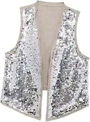 [UxicRuya] Sequin Vest, Women's Clubwear Summer Beach Outfits Sparkling Dance Party Costume