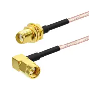 Bingfu RG316 SMA Female Bulkhead Mount to SMA Male Right Angle RF Cable 500cm 5m