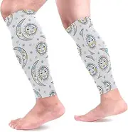 [MASSIKOA] Celestial Boho Chic Sports Calf Compression Sleeves Leg Compression Socks Calf Guard for Running, Cycling, Maternity, Travel, Nurses