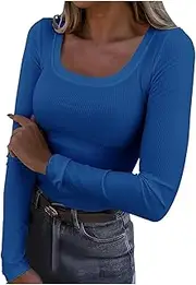 [Generic] Womens T Shirts Baggy Going Out Round Neck Plus Size Fashion Tshirts, Blue, XX-Large