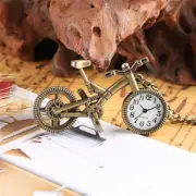 Bronze Unique Bike Bicycle Shape Quartz Pocket Watch Necklace Chain Kids Gifts