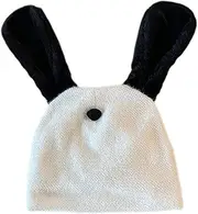 [SKUZA] Knitted Hat,Color Matching Knitted Hat Cartoon Bunny Ear Hat Warm Fluffy Winter Hat Plush Warm Cycling Beanie Hats for Women