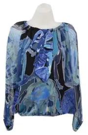 $315 NEW Authentic DVF Diane von Furstenberg PACIFICA CHIFFON Beetle Bug Blouse