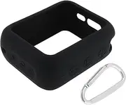 Speaker Silicone Case with Carabiner Waterproof Ultralight Protective Case Compatible with JBL GO4 Portable Bluetooth Speaker Black