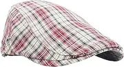 [Colaxi] Men Women Beret Hat, Flat Hat Classic Fashion Flat Plaid Cap Cabbie Driving Hat for Summer, Spring, Driving, Traveling, Fall red