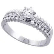 Women 925 Sterling Silver Rhodium Plated, Solitaire CZ Ring 6mm