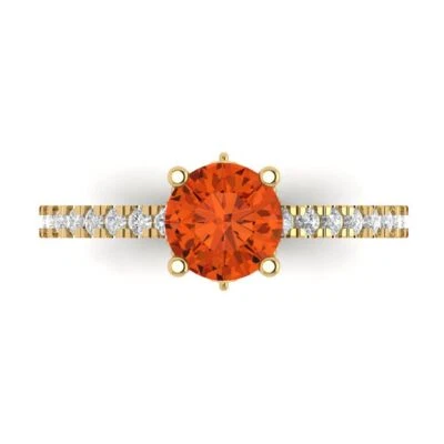 1.51Ct Round Cut Red Gemstone Solid Gold Engagement Promise Statement Ring