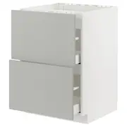 METOD / MAXIMERA base cab f hob/2 fronts/2 drawers, white/Havstorp light grey, 60x60x80 cm