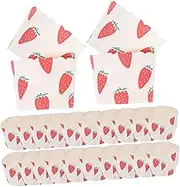 SHERCHPRY 50pcs High Temperature Cupcake Liners Non Stick Muffin Paper Baking Cups Strawberry Cake Wrappers for Cakes Muffins and Sweet Treats