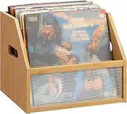 GHWIE Trapezoidal LP Record Storage Holder with Handle, Great for Storing Vinyl Records/Albums, Folders, Books, Toys and Clothes, Natural