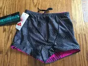 Dolfin Reversibles Square Leg BOXER BRIEF Swimsuit Size 26 Flash Pink Grey