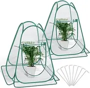 [SHENMAIDAY] Pop Up Mini Greenhouse, PVC Gardening Plant 2-Pack, Portable Small Green House for Indoor Outdoor, Sunshine Room Backyard Flower Shelter for Cold Frost Protector 70cm x70cm x80cm