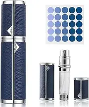 CLKE 5ML Perfume Atomiser, Refillable Perfume Travel Bottle, Perfume Travel Bottle, Portable Dispenser, Leaking Proof, Luxurious and Small, for Women Men (Blue)