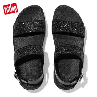 【FitFlop】LULU GLITTER BACK-STRAP SANDALS經典亮片後帶涼鞋-女(黑色)