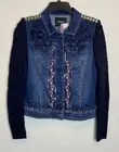 NWT Desigual Exotic Ruffle Jean Jacket Embroidered Embellished Floral Sequins XS