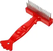 Dog Hair Comb Brush for Dogs Pet Comb Puppy Cat Grooming Tool Pet Accessories Kit Stain Chew Toothpaste Puppy Groom Brushes Paw Clipper Toothbrush Dematting Rake Red Plastic