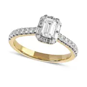 0.75 CT. T.W. Emerald-Cut Natural Diamond Frame Engagement Ring in Solid 10K Yellow Gold (I/I1)