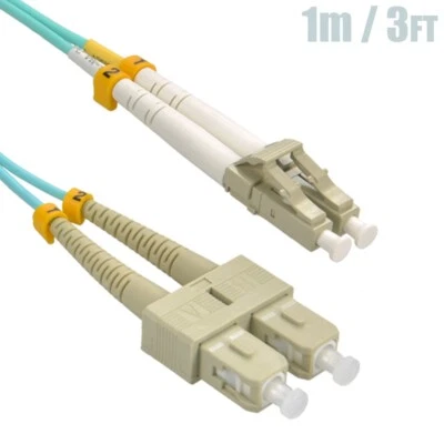 1M 3FT LC to SC OM3 Duplex 50/125 Multi Mode Fiber Optic Optical Cable Aqua