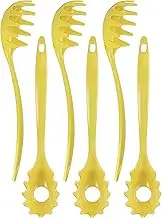 Spaghetti Spoon, Pasta Server, Fork with Ergonomic Handle, Heat Resistant, BPA Free,11.5 inch Melamine Utensil by Reston Lloyd, 6 Piece Set, Lemon