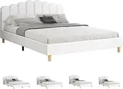ALFORDSON Bed Frame Base Double Size with Bed Head, PU Leather Mattress Topper Platform Foundation for Bedroom, Tania White