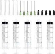 SANANTS 20ml Sterilization Packing Syringe with 14Ga 1.5 Inch Blunt Tip Dispensing Needles and Storage Caps and Needle Caps for Engineered Fluid，Glue Applicator and Refilling (Pack of 5)