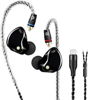 DCMEKA in-Ear Monitor Headphones, Superior Sound Wired Earbuds with Tesla Magnet, Professional Sound Isolating Earphones for Singers/Drummers/Musicians, MMCX Connector IEM Earphones