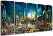 MULTI Wood Printings Art Print Box Framed Picture Wall Hanging - The Lord of the Rings, The Battle for Middle Earth, (Total Size: 65" x 24,4"), Framed And Ready To Hang - ref. 26660