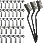 90 Pcs Mini Wire Brushes Set Brush Curved Handle Wire Brush for Cleaning Meta...