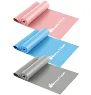 METEOR 200cm Flat Resistance Bands Set, Extra Long Exercise Bands with Varying Resistance for Workout & Therapy (Pink - Blue - Light Grey)