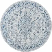 JONATHAN Y Rozetta Boho Medallion Textured Weave Indoor/Outdoor Round Area Rug in Gray/navy at Nordstrom, Size 5Ft 0In X 5Ft 0In