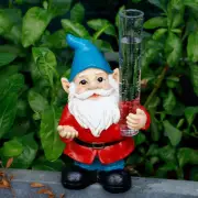 Resin Gnome Rain Gauge, Christmas Garden Statue with Plastic Rain Gauge, Hand...