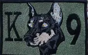K-9 Dobermann Service Dog Patch W/ VELCRO® Brand Fastener Olive & Black Version