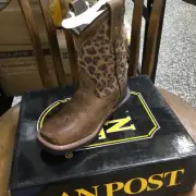Dan Post Kids Makucha Leopard Square Toe Boot NEW Size 9.5