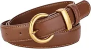[Generic] Women Belts New Real Leather Simple Gold Buckle Belt Girls Dress Jean Pants Waistband Belts For Lady Designer Brand