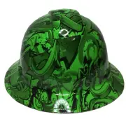 Custom Hydro Dipped Hard Hat Ridgeline Full Brim Alien Green Graffiti