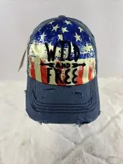 Wild and Free Baseball Hat Women’s one-size, American Flag theme.