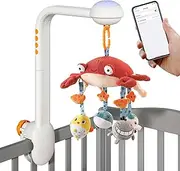 TUMAMA Baby Crib Mobile Set Musical Light Soft Animals Hanging Rattle Toys Mute Spin Motor Nursery Sleeping Machine for Infant 0 3 6 9 Months Newborn Toddler Gifts