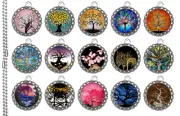 15 Trees of Life Flat Silver Bottle Cap Necklaces Set 1