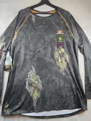 NWT Mossy Oak Mens Raglan Long Sleeve Camo No Fly Zone Shirt Sz XL Stretch Flex