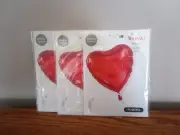 Brava Foil Balloons. 3 Heart Shape 16" Each