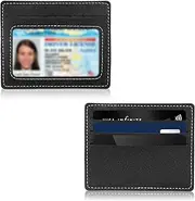 [EupHHonycs] Credit Card Holder Minimalist Slim Wallet Small RFID Blocking Card Cases Compact Thin Front Pocket with ID Window for Women Men(Black), Black, Woman