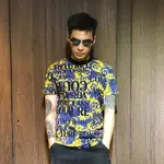 美國百分百【全新真品】 VERSACE JEANS 凡賽斯 VJ 短袖 T恤 T-SHIRT 巴洛克印花 寶藍 AU66