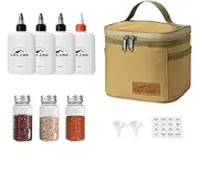 Portable Condiment Set for Camping - Outdoor Condiment Container Bottle with Funnel and Label | Pepper Shaker and Salt Shaker with Storage Bag Outdoor Condiment Bottle Set Camping Condiment Kit -