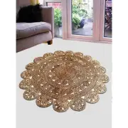6 ft. 7 in. x 6 ft. 7 in. Hand Woven Jute Eco-Friendly Oriental Round Area Rug N