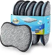 Multi-Purpose Scrub Sponges for Kitchen by Scrub-it - Non-Scratch Microfiber Sponge Along with Heavy Duty Scouring Power - Effortless Cleaning of Dishes, Pots and Pans All at Once (6 Pack, Small)