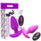 Rotating & Vibrating Silicone Butt Plug w/ Remote (Purple)