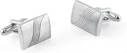 [QYLEU] Cufflinks 2 Pairs Of Rectangular Wavy Plain Metal Cufflinks Men's French Shirt Cufflinks