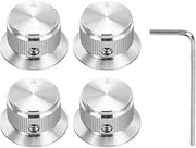 uxcell 4Pcs Aluminium Potentiometer Knobs 1/4" Volume Tone Control Top Hat Knobs with L-Type Hexagonal Wrench for Guitar Instruments Audio Mixer Amplifier Silver
