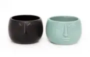 Small Pagan Man Planter Pot - Black/White